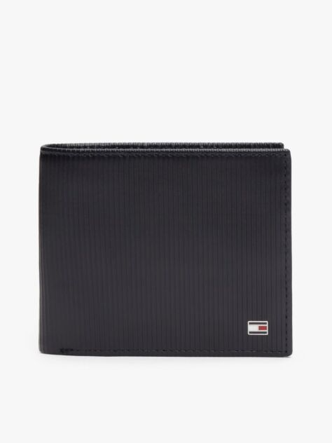 Blue Hilfiger Flag Ribbed Leather Flap Wallet  Men