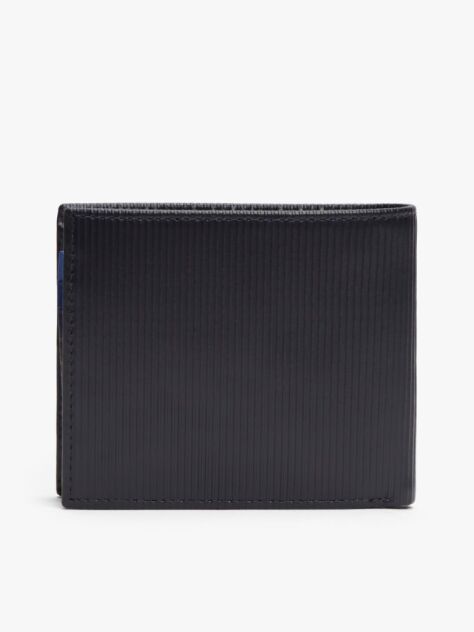 Blue Hilfiger Flag Ribbed Leather Flap Wallet  Men