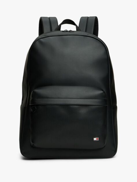 Black Hilfiger Flag Ribbed Pocket Dome Backpack  Men