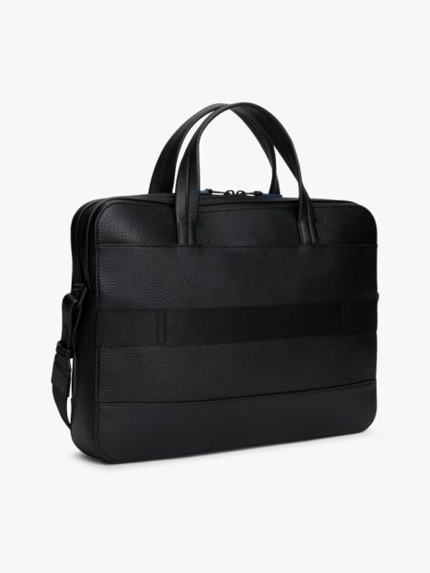 Black Modern Repeat Flag Pocket Laptop Bag  Men
