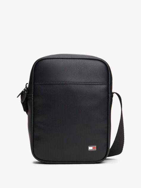 Black Hilfiger Flag Ribbed Crossbody Reporter Bag  Men