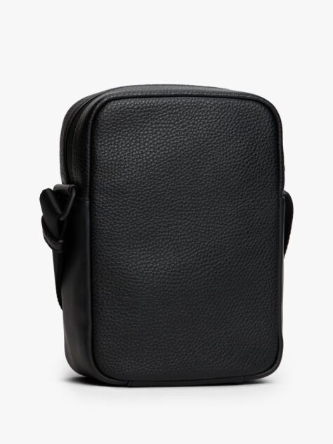 Black Modern Repeat Flag Crossbody Reporter Bag  Men