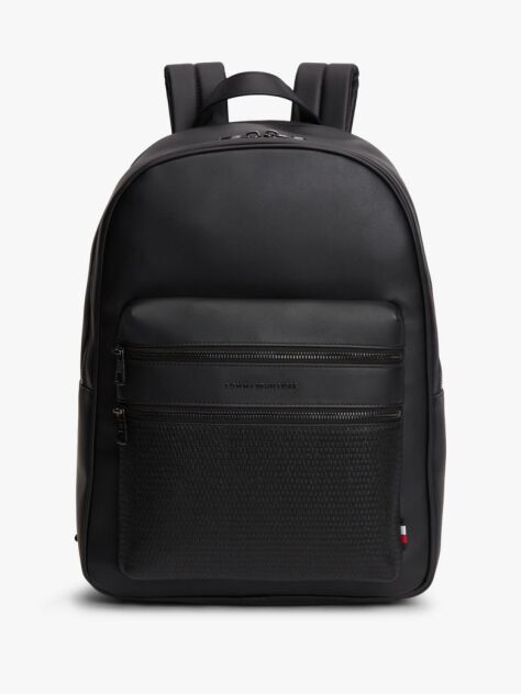 Black Logo Woven Pocket Dome Backpack  Men