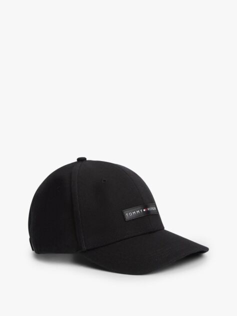 Black Logo Patch Canvas Baseball Cap  Men