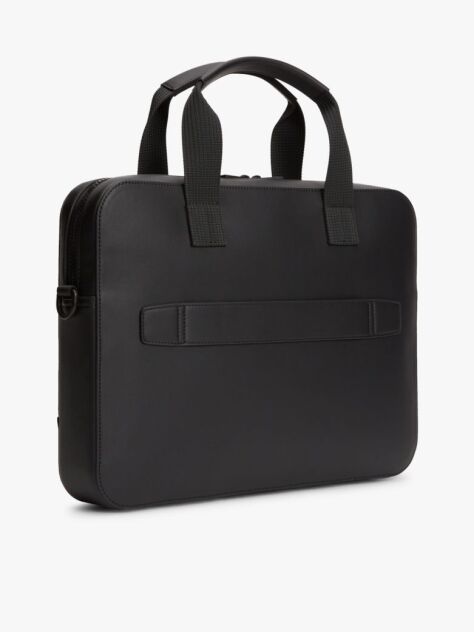 Black Metal Logo Laptop Bag  Men