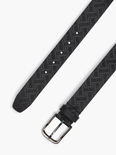 Black Flag Embossed Square Buckle Leather Belt  Men