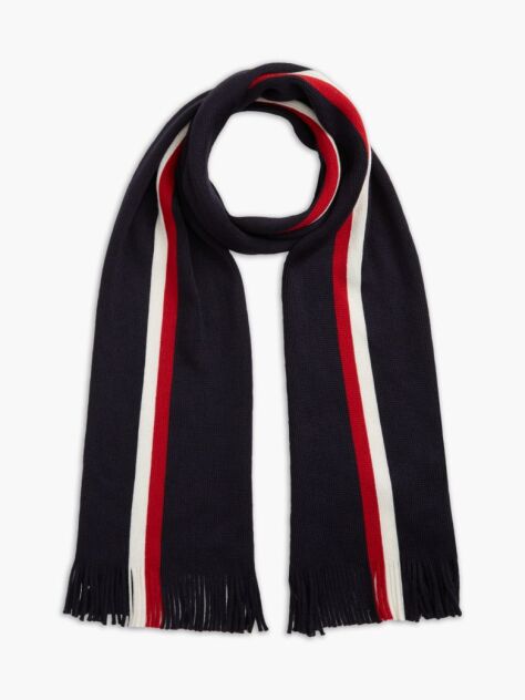 Blue Global Stripe Wool Blend Scarf  Men