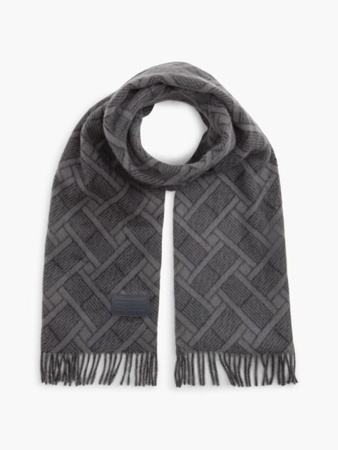 Black Repeat Flag Pure Wool Jacquard Scarf  Men