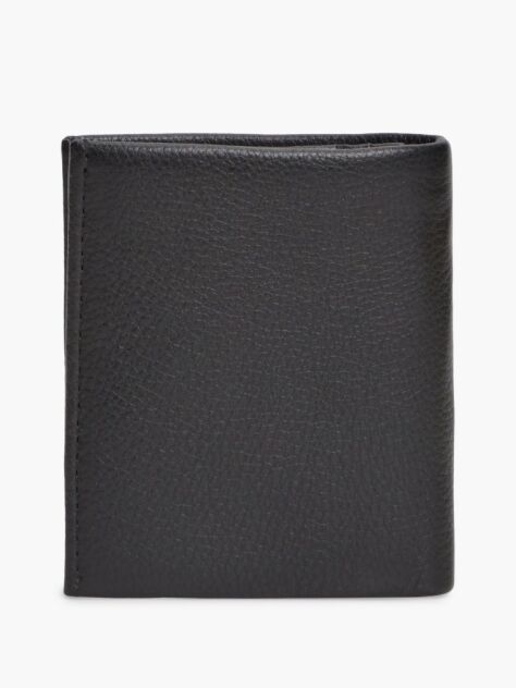 Black Corporate Pebble Grain Leather Trifold Wallet  Men