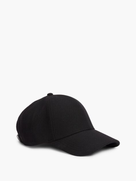 Black Wool Blend Six-Panel Cap  Men