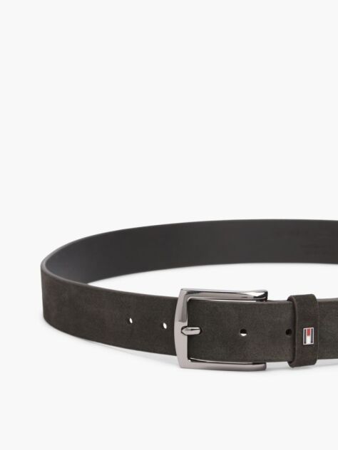 Brown Denton Square Buckle Suede Belt  Men