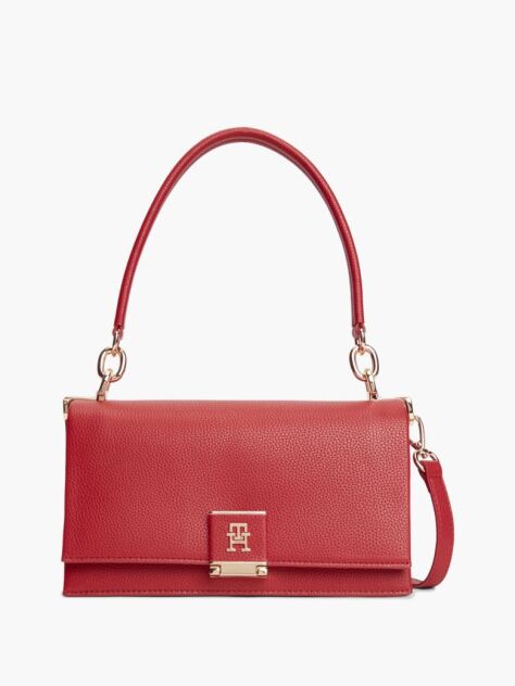 Red TH Monogram Flap Closure Crossbody Bag  Women