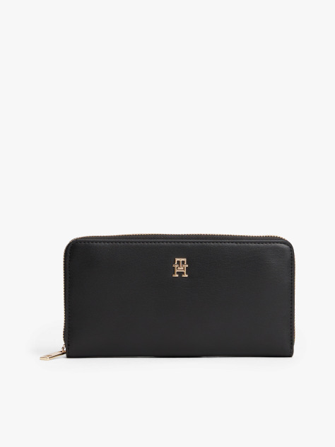 Black TH Monogram Zip-Around Wallet  Women