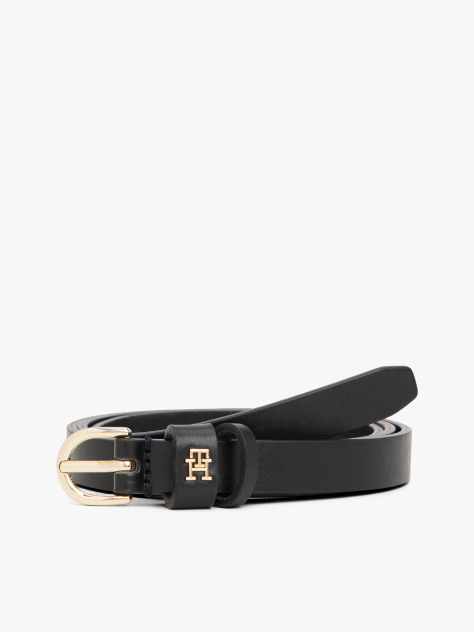 Μαύρο Essential TH Monogram Δερμάτινη Ζώνη  Γυναίκες