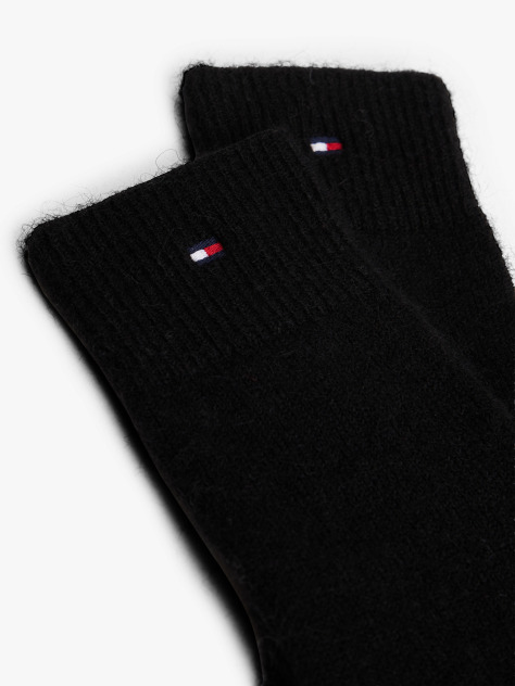 Black Hilfiger Flag Fluffy Knit Gloves  Women