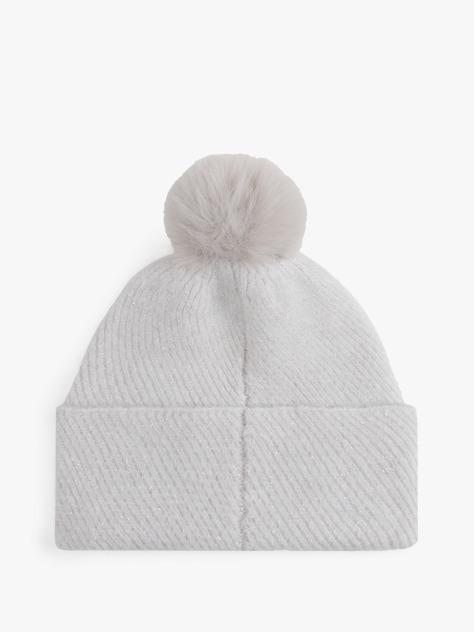 Grey Chic Metallic Pom Pom Beanie  Women