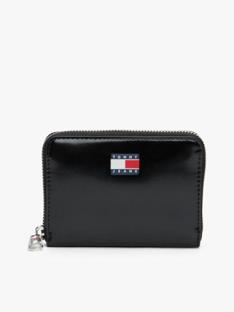 Black Essential Logo Plaque Zip-Around Wallet  Women