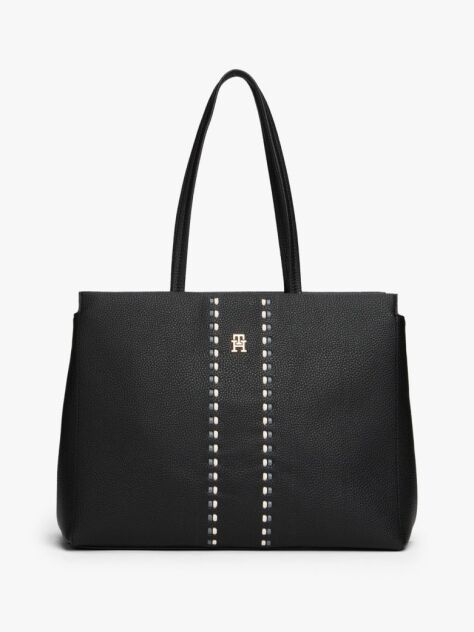 Black Signature Tape Tote  Women