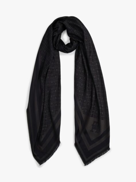 Black TH Monogram Scarf With Wool  Women