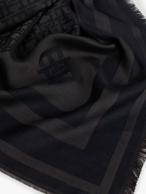 Black TH Monogram Scarf With Wool  Women