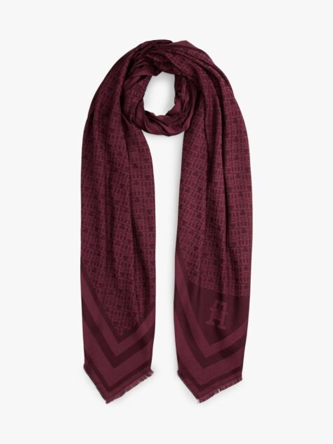 Red TH Monogram Scarf With Wool  Women