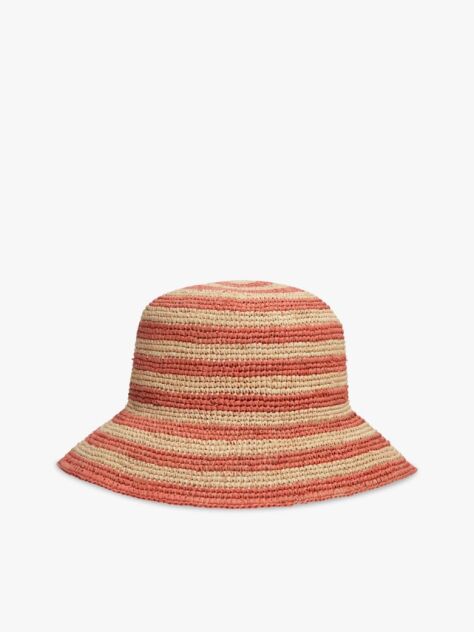Multi Stripe Raffia Bucket Hat  Women