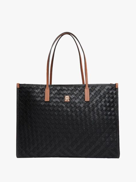 Black City TH Monogram Woven Tote Bag  Women
