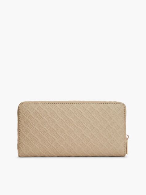 Beige Hilfiger Icon Debossed Zip-Around Wallet  Women