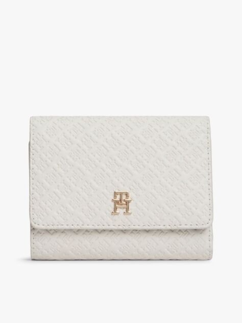 Beige Hilfiger Icon Debossed Trifold Wallet  Women