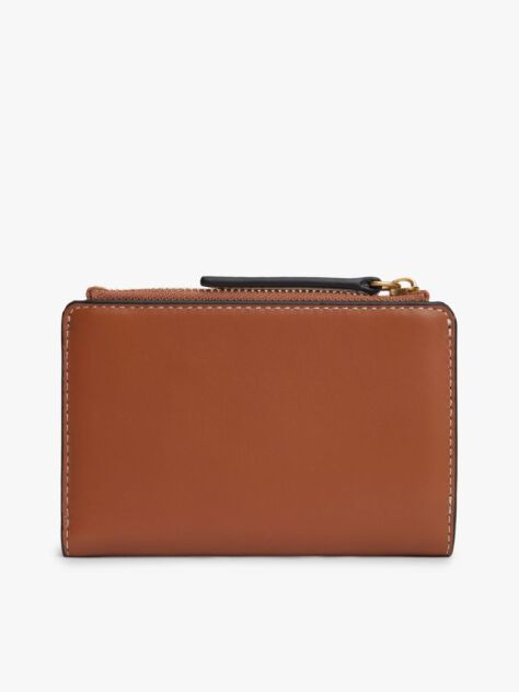 Brown Logo Plaque Leather Bifold Wallet  Women