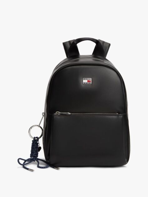 Black Logo Charm Dome Backpack  Women