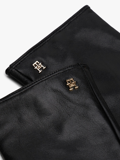 Μαύρο Chic TH Monogram Δερμάτινα Γάντια  Γυναίκες