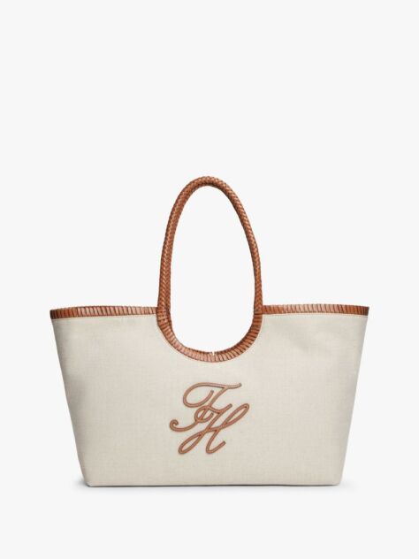 Beige Pure Linen Canvas Tote Bag  Women
