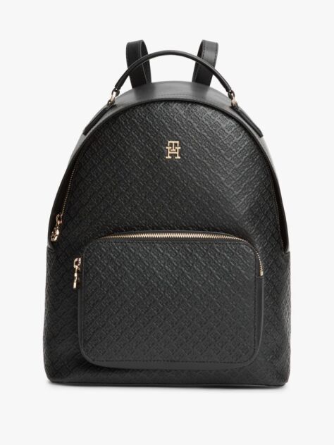 Black TH Monogram Debossed Dome Backpack  Women