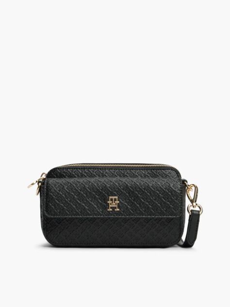 Black Hilfiger Icon Debossed Crossbody Camera Bag  Women