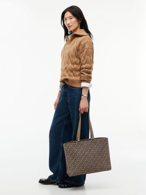Beige TH Monogram Jacquard Tote Bag  Women