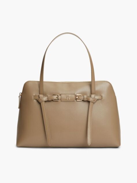 Beige Buckle Strap Tote Bag  Women