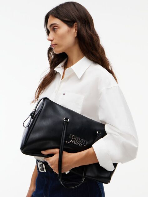Black Metal Logo Tote Bag  Women