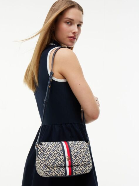 Μπλε TH Monogram Jacquard Essential Τσάντα Χιαστί  Γυναίκες
