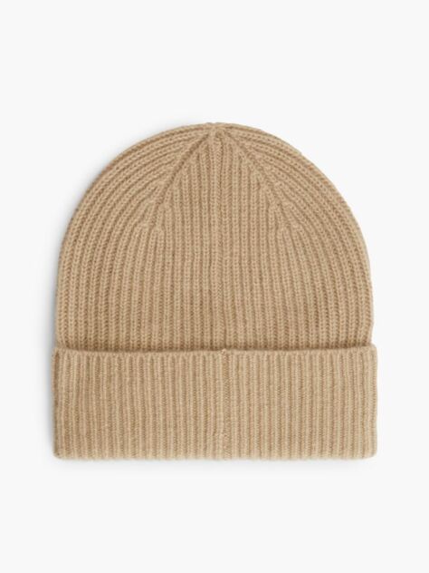 Beige Pure Cashmere TH Monogram Plaque Beanie  Women