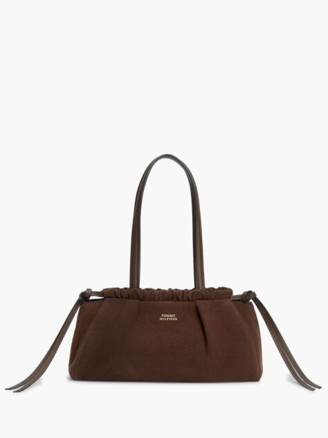 Brown Soft Suede Drawstring Shoulder Bag  Women