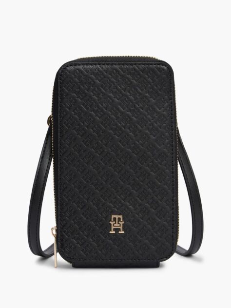 Black Hilfiger Icon Debossed Zip-Around Crossbody Pouch  Women