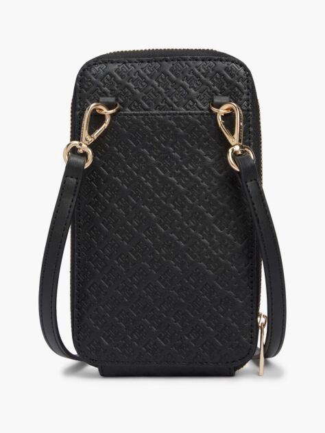 Black Hilfiger Icon Debossed Zip-Around Crossbody Pouch  Women