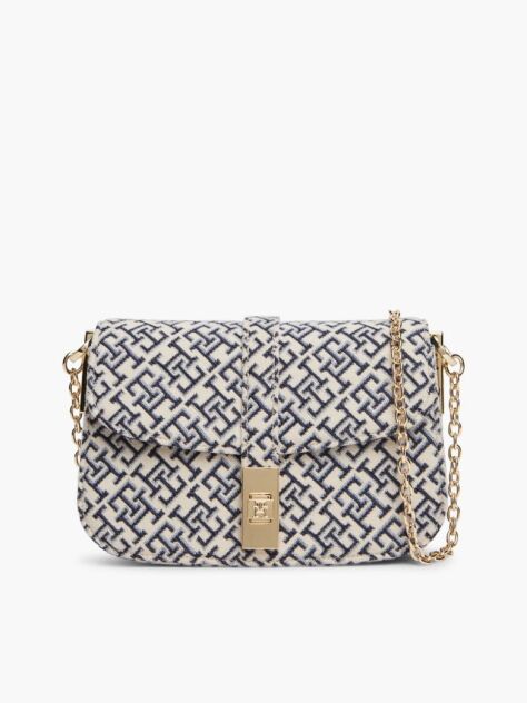 Blue Heritage Jacquard Chain Strap Crossbody Bag  Women