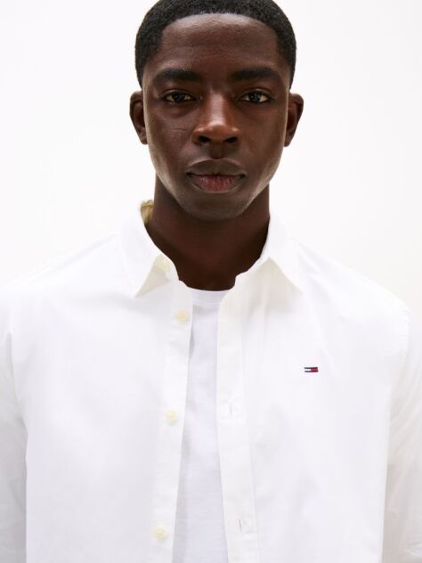 White Stretch Slim Fit Shirt  Men
