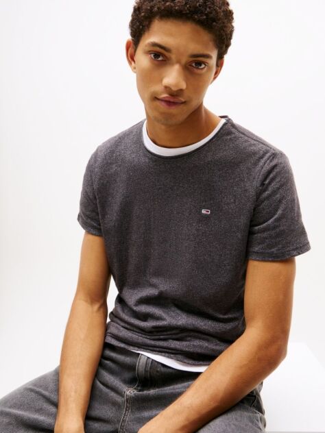 Black Mottled Slim Fit T-Shirt  Men
