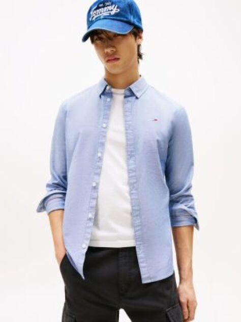 Blue Stretch Organic Cotton Slim Fit Shirt  Men