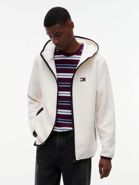 Beige Teddy Zip-Thru Hoody  Men