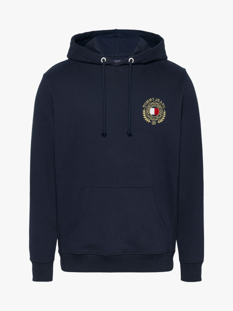 Blue Embroidery Drawstring Hoody  Men