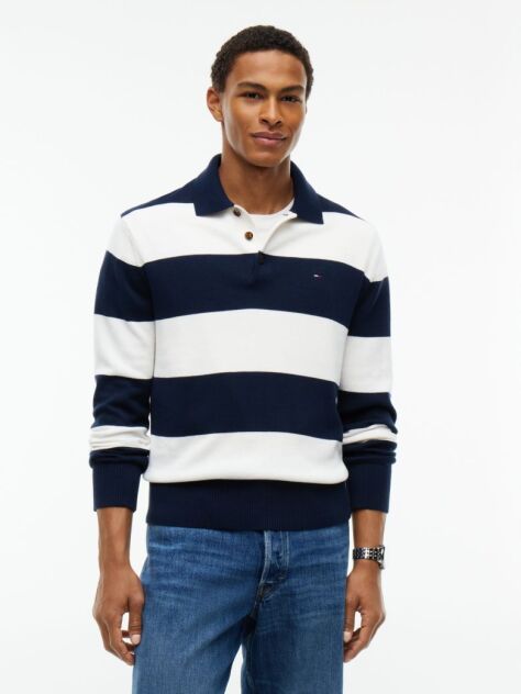Multi Tommy Flag Slim Polo Jumper  Men